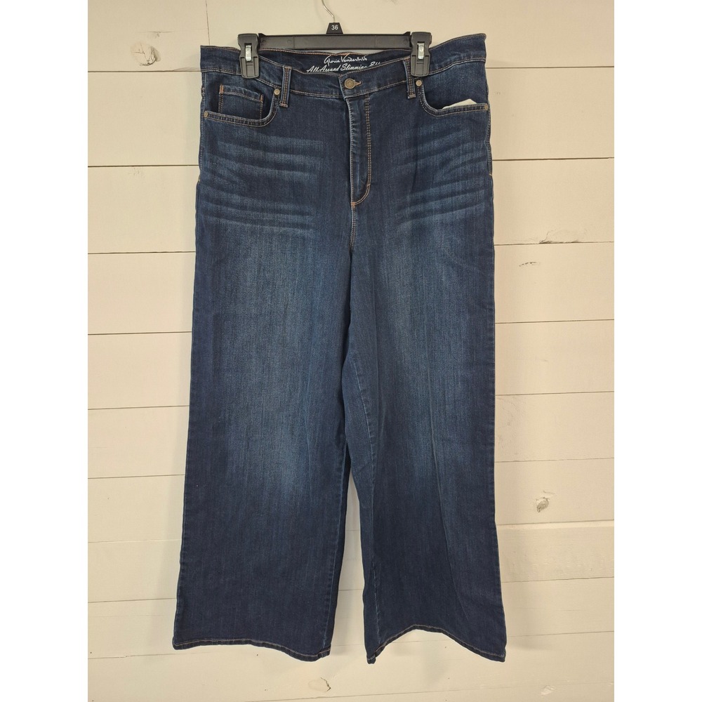 Gloria Vanderbilt All-Around Slimming Wide Leg Jeans Dark Wash Denim Size 16